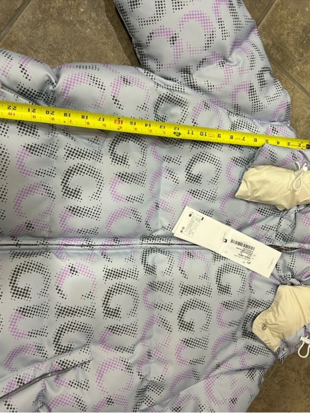 Men’s Gucci printed technical poplin puffer jacket size 54/XXL made in Italy